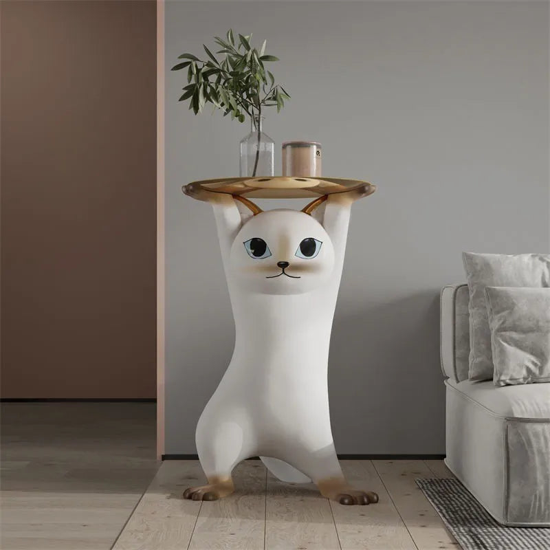 MC THE BLACK DIAMOND MOMO Enchanting Cat Coffee Table, modern wooden coffee table with playful cat design and stylish finish