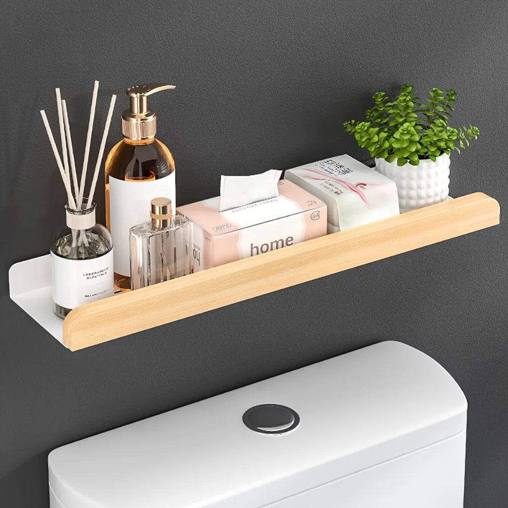 Wall-mounted MC THE BLACK DIAMOND bathroom caddy with compartments for shampoo bottles and bathroom accessories.