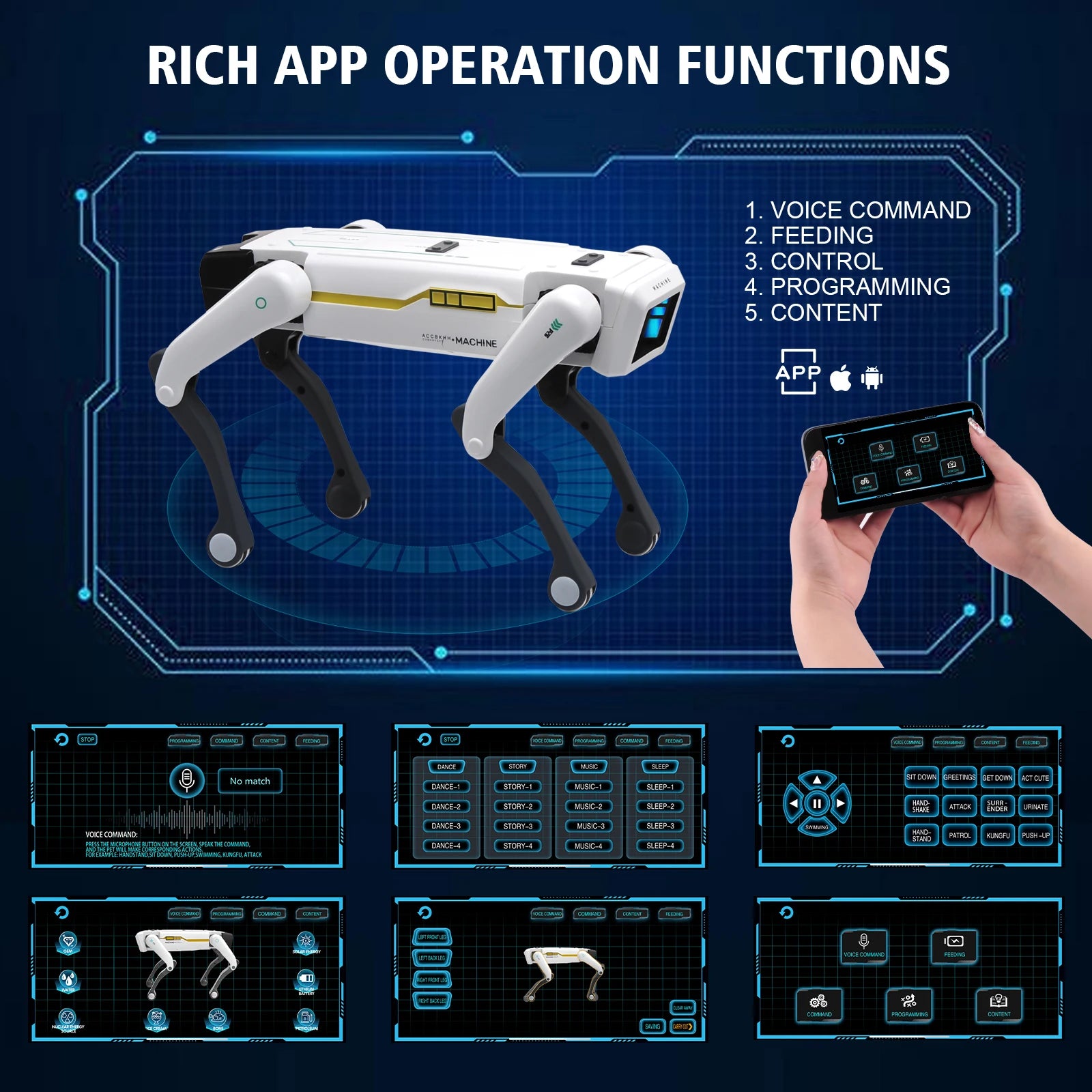 Smart AI RC robot by MC THE BLACK DIAMOND, featuring remote control capabilities and a sleek design.