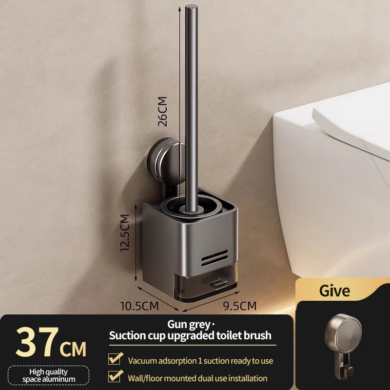 Wall-mounted MC THE BLACK DIAMOND bathroom brush holder with a sleek, modern design for bathroom organization.