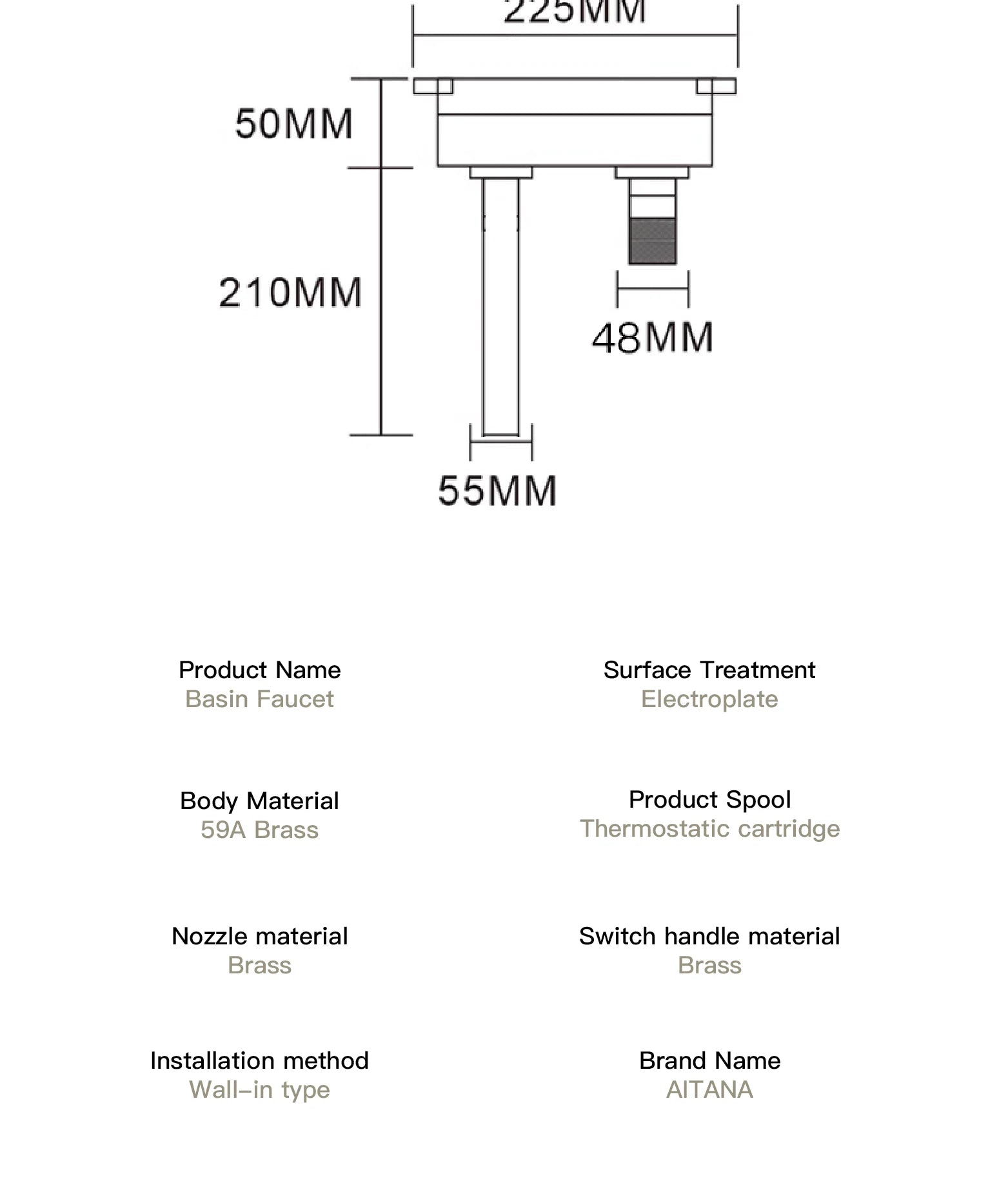 Luxruy rose gold brass wall-embedded bathroom bath sink faucet by MC THE BLACK DIAMOND, sleek modern design with polished finish