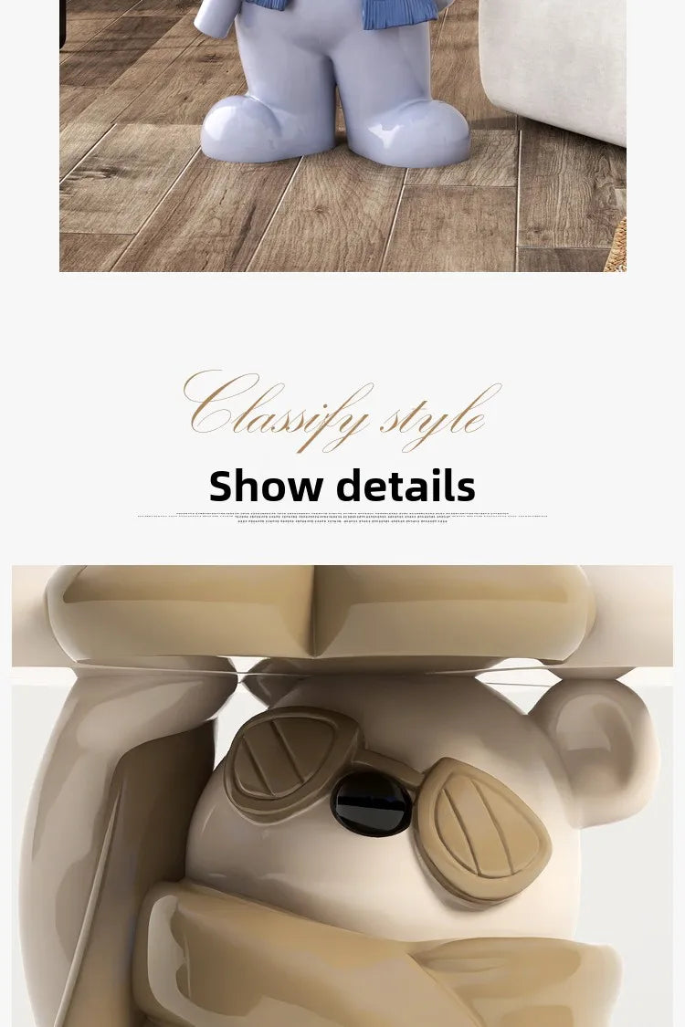 Nordic style living room small coffee table with decorative figurines by MC THE BLACK DIAMOND, featuring minimalist design and wooden finish.