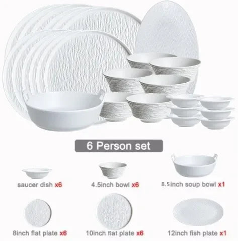 Black and white porcelain dinner set with ceramic bowls and plates, modern design for household or hotel use by 𝕄𝕔 𝕋𝕙𝕖 𝔹𝕝𝕒𝕔𝕜 𝔻𝕚