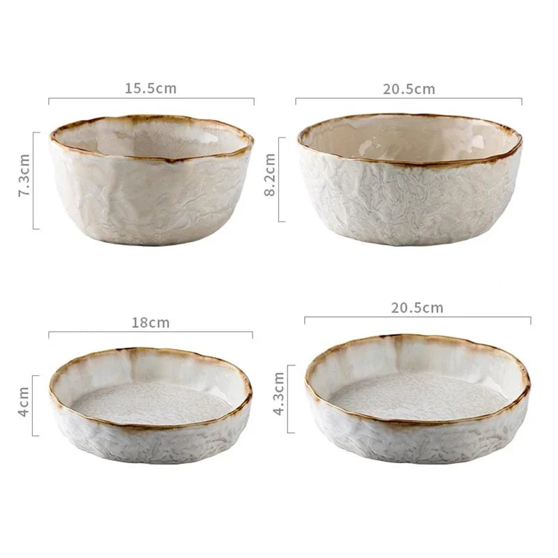 Ceramic deep thick dinnerware set by MC THE BLACK DIAMOND, includes plates and bowls with a glossy finish and elegant design.