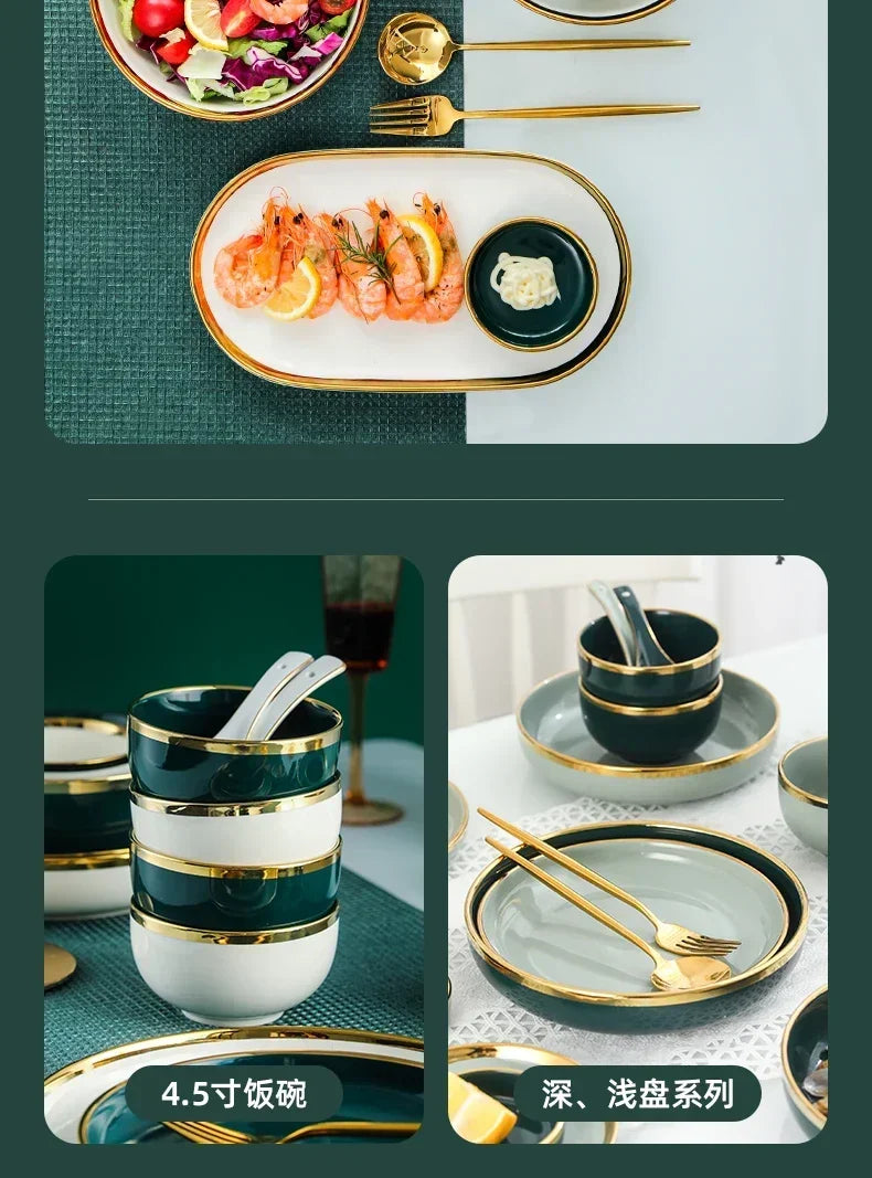 Luxury royal style dinnerware set by MC THE BLACK DIAMOND featuring elegant plates and bowls for sophisticated dining.