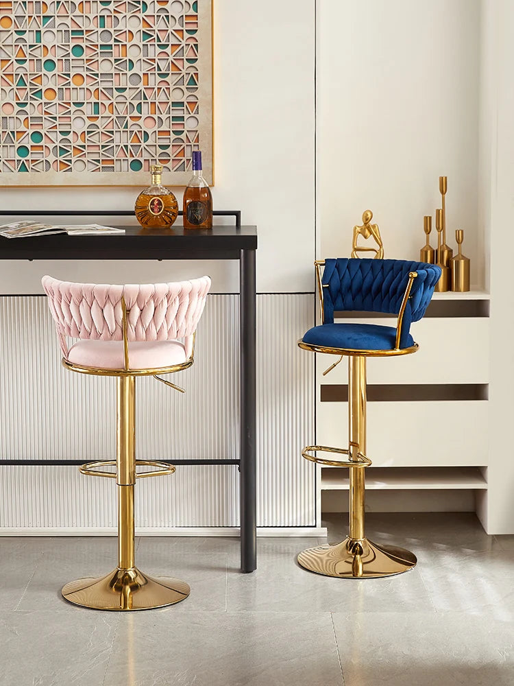 Adjustable MC THE BLACK DIAMOND Nordic bar stool with high footrest and modern design, perfect for kitchen or bar areas.