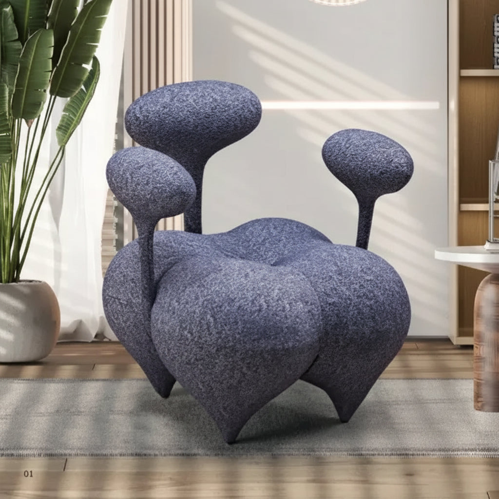 Modern luxury single sofa chair by MC THE BLACK DIAMOND featuring a creative design and sleek black upholstery.
