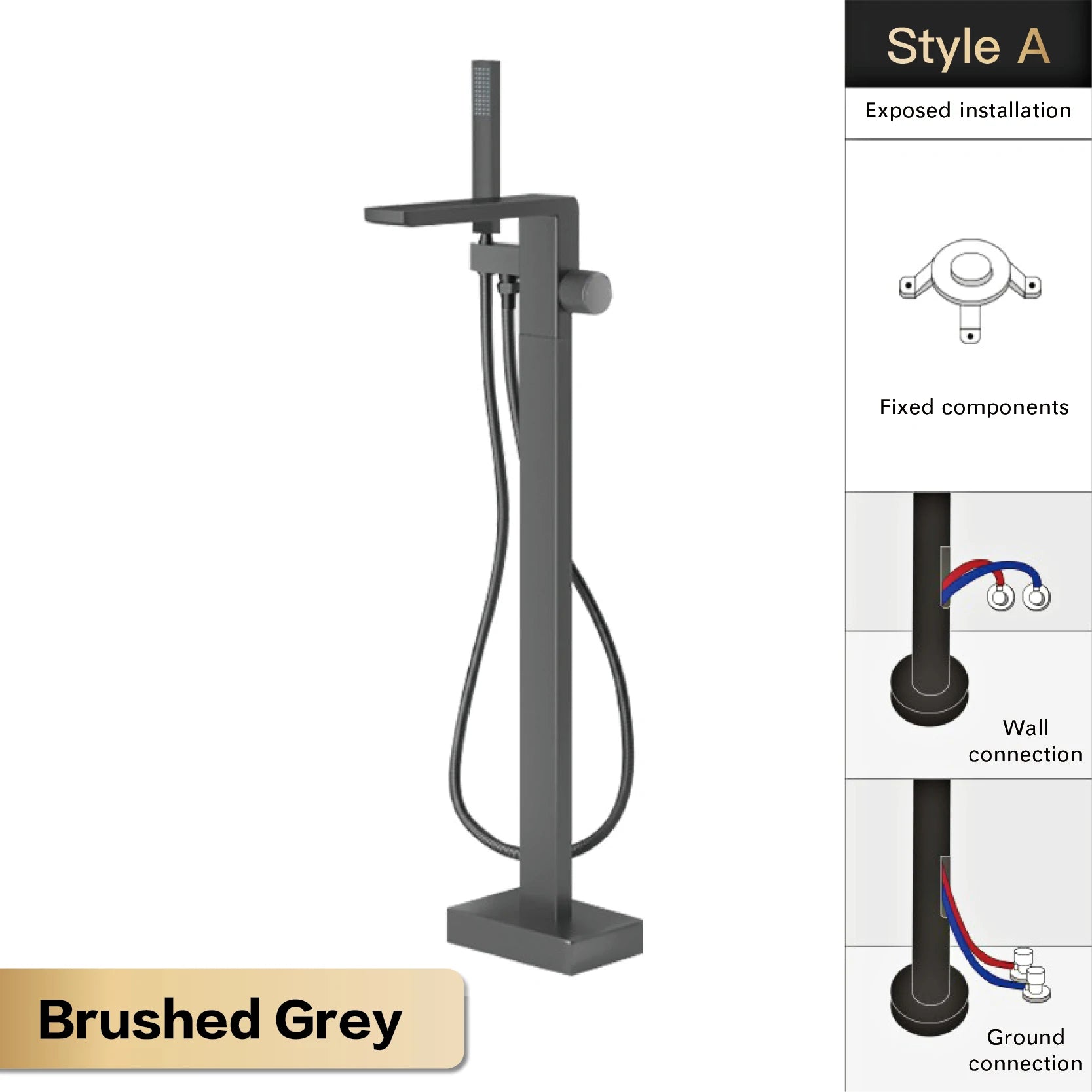 MC THE BLACK DIAMOND bathtub and shower mixer with embedded hot and cold water control, sleek and simple faucet design.