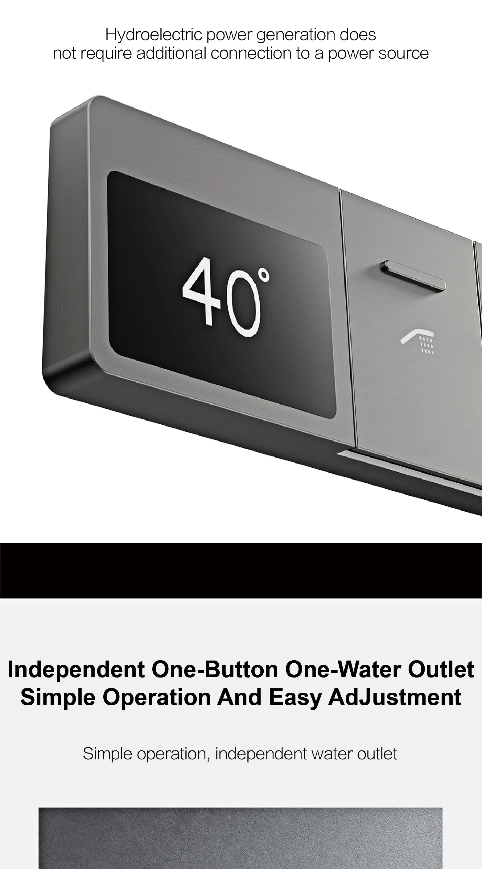 MC THE BLACK DIAMOND LED digital display bathroom shower system with hot and cold water embedded faucet and sleek design