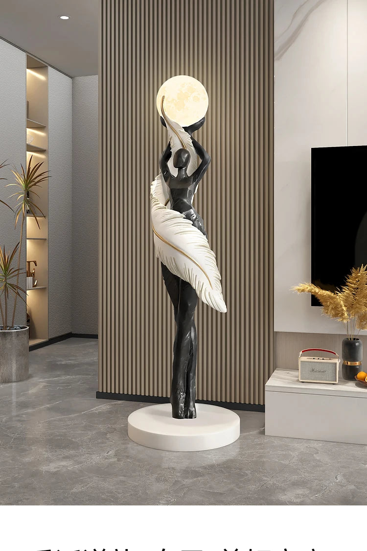 Modern HomeDecor abstract feather girl sculpture by 𝕄𝕔 𝕋𝕙𝕖 𝔹𝕝𝕒𝕔𝕜 𝔻𝕚𝕒𝕞𝕠𝕟
