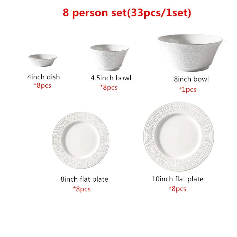 Elegant ceramic luxury dinnerware set by MC THE BLACK DIAMOND, featuring plates and bowls with a sleek, modern design.