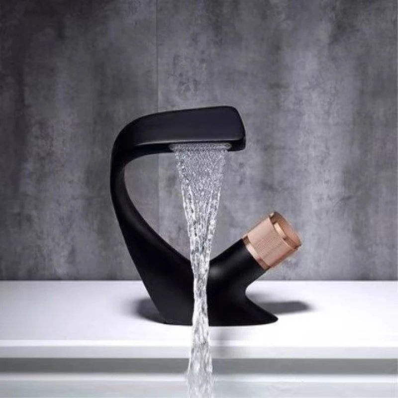 Bathroom sink faucet by MC THE BLACK DIAMOND, hot and cold water G1/2 threaded basin faucet, durable metal finish.
