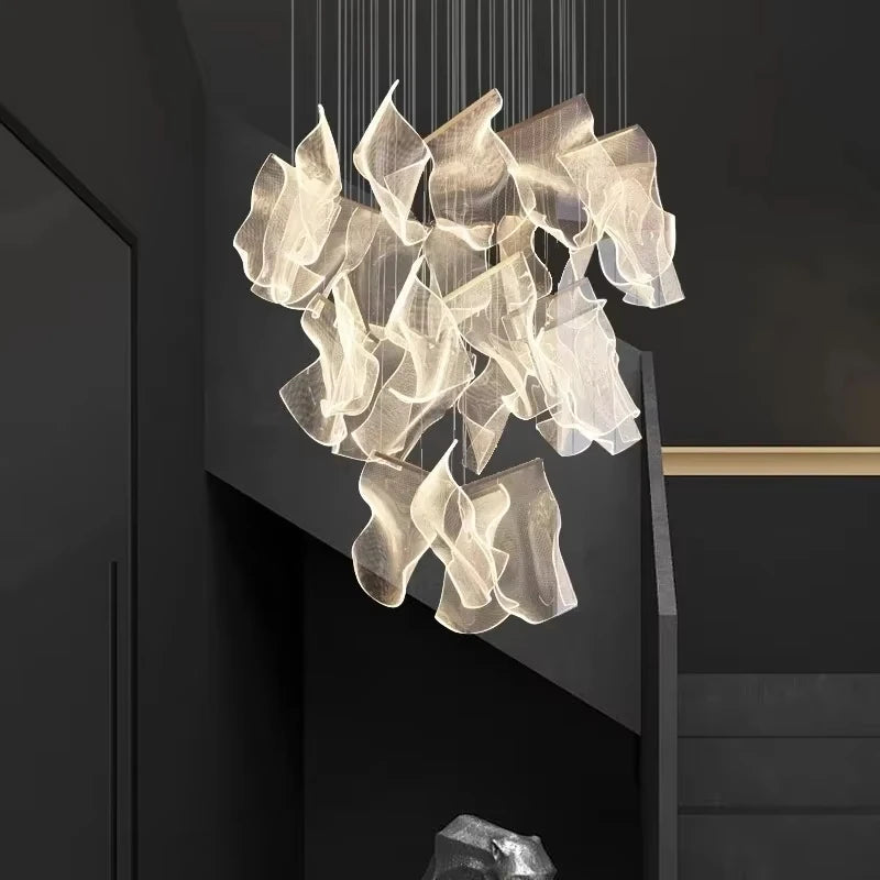 Modern LED chandelier by MC THE BLACK DIAMOND featuring sleek lighting fixtures for living and dining room decor.