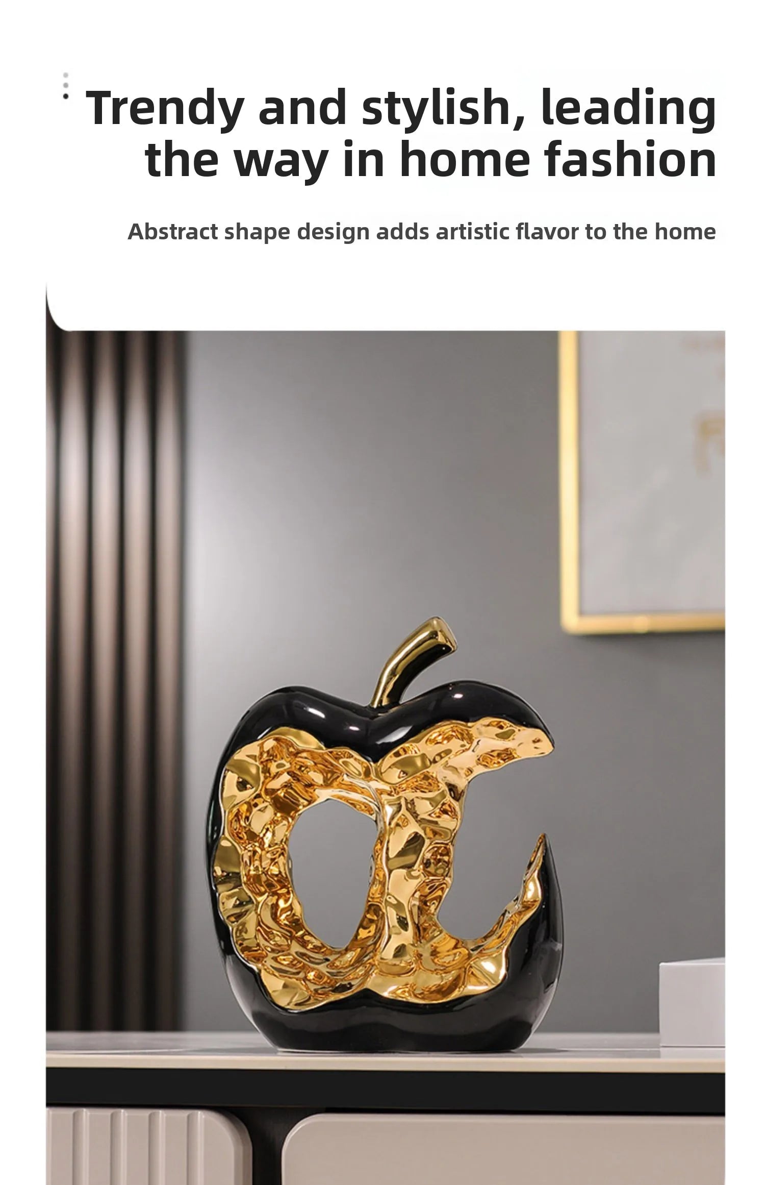 Modern ceramic apple ornament by MC THE BLACK DIAMOND, elegant light luxury home decor figurine for stylish interior accents.