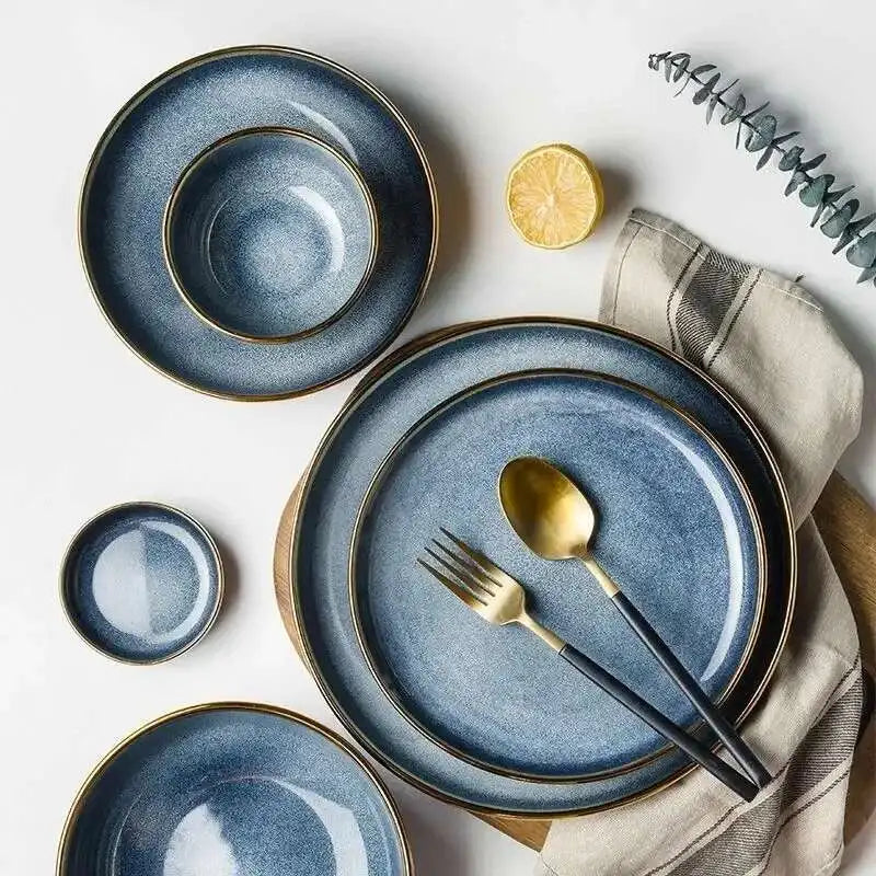 Light Luxury Dishes Steak Dessert Dinnerware Set by MC THE BLACK DIAMOND, elegant plates and bowls for dining and desserts.