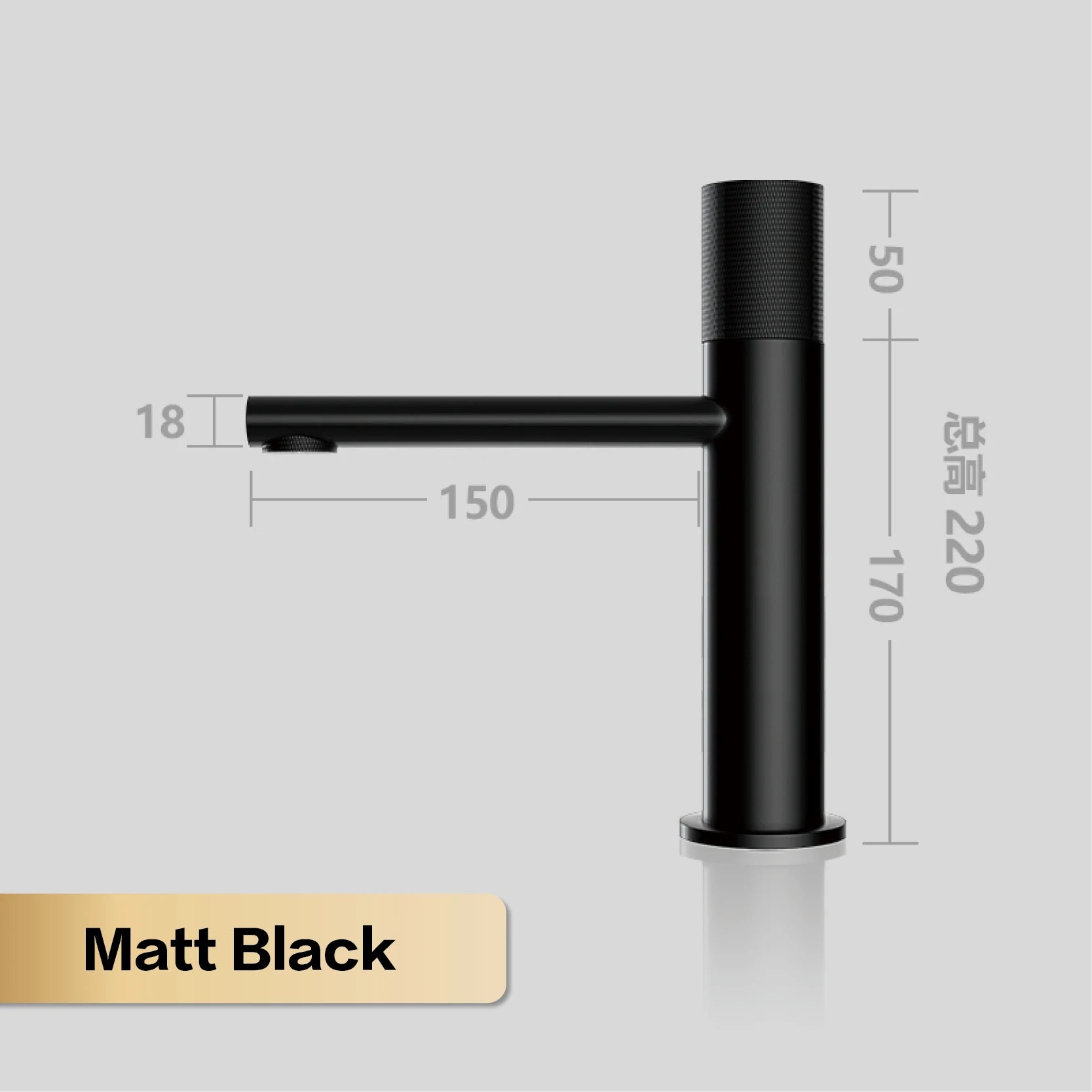 Black brass bathroom sink faucet with round handle, designed for hand washing, by MC THE BLACK DIAMOND.