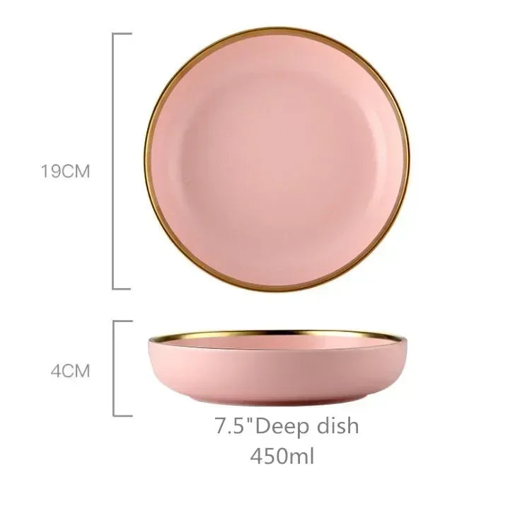 MC THE BLACK DIAMOND ceramic dinnerware set with plates and bowls for kitchen table use, elegant and durable ceramic design