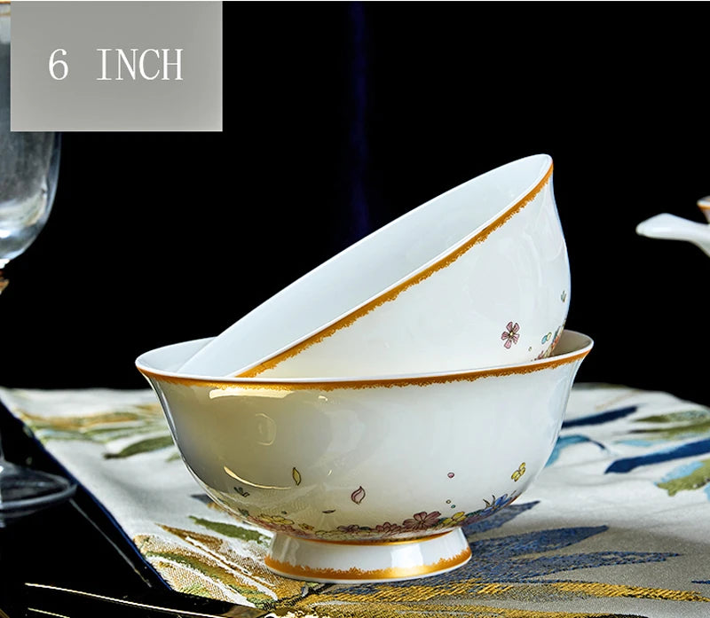 Family size MC THE BLACK DIAMOND star design dinnerware set arranged on a table, includes plates, bowls, and mugs.