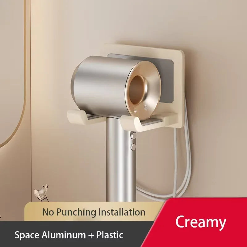 MC THE BLACK DIAMOND hair dryer hanger with suction cup rack, multi-function storage shelf for organizing styling tools.