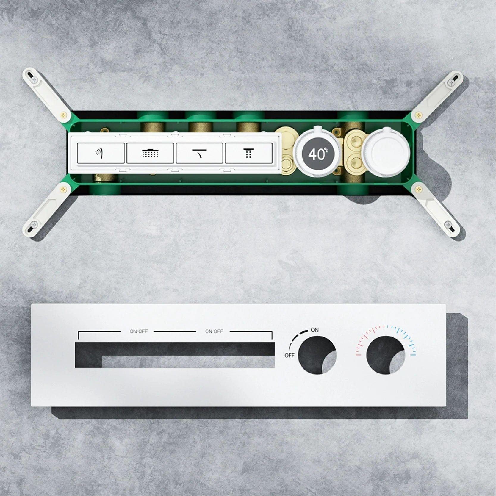 MC THE BLACK DIAMOND LED digital shower system with dual control hot and cold water, modern bathroom shower faucet.