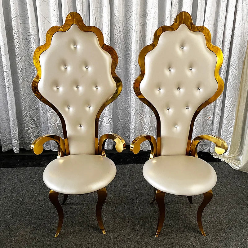MC The Black Diamonds stainless steel and leather dining chairs with sleek design, ideal for banquets and event decor.