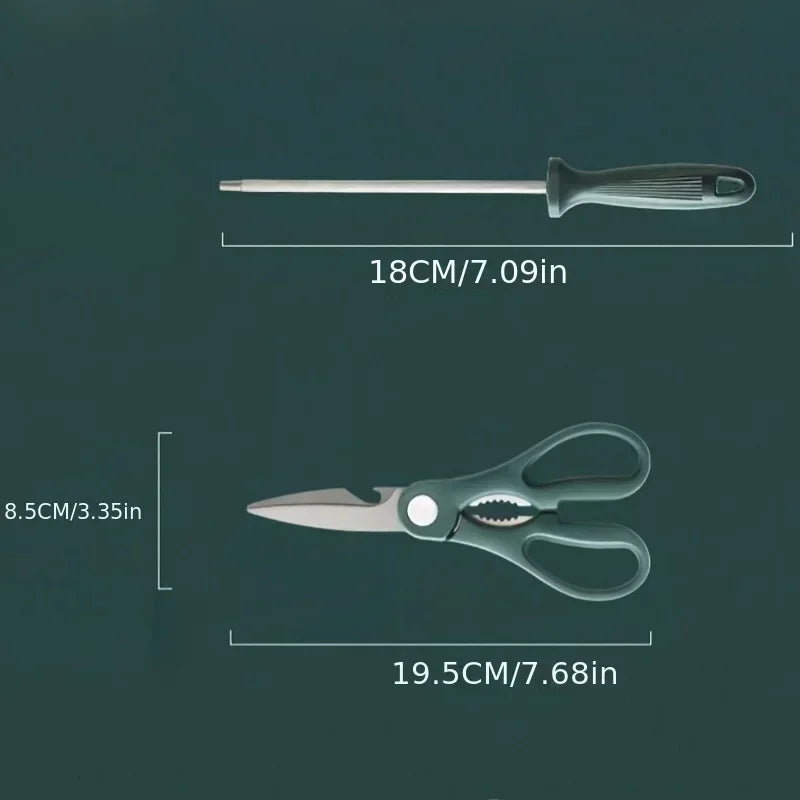 Portable MC THE BLACK DIAMOND kitchen meat cutting knife set with wear-resistant blades for precise slicing and professional use.