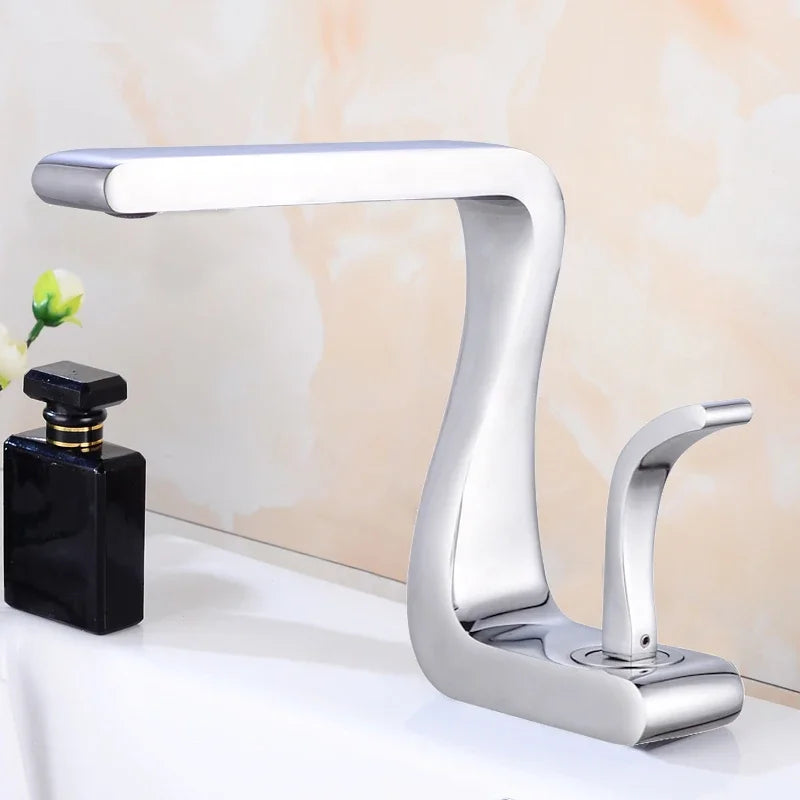 Retro bathroom sink faucet by MC THE BLACK DIAMOND, single hole design with vintage-inspired style and polished finish.