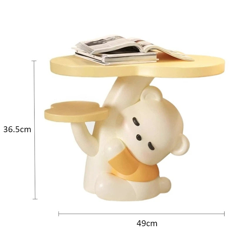 Cartoon bear statue end table by MC THE BLACK DIAMOND for living room coffee table decor, featuring a cute bear design.