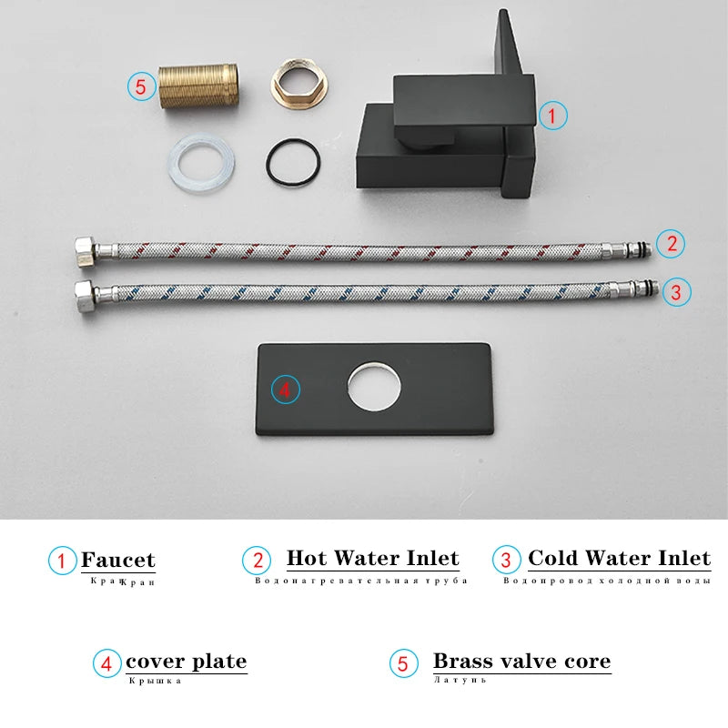 MC THE BLACK DIAMOND LED washbasin waterfall tap, bathroom deck mixer faucet with modern design and integrated LED lighting.