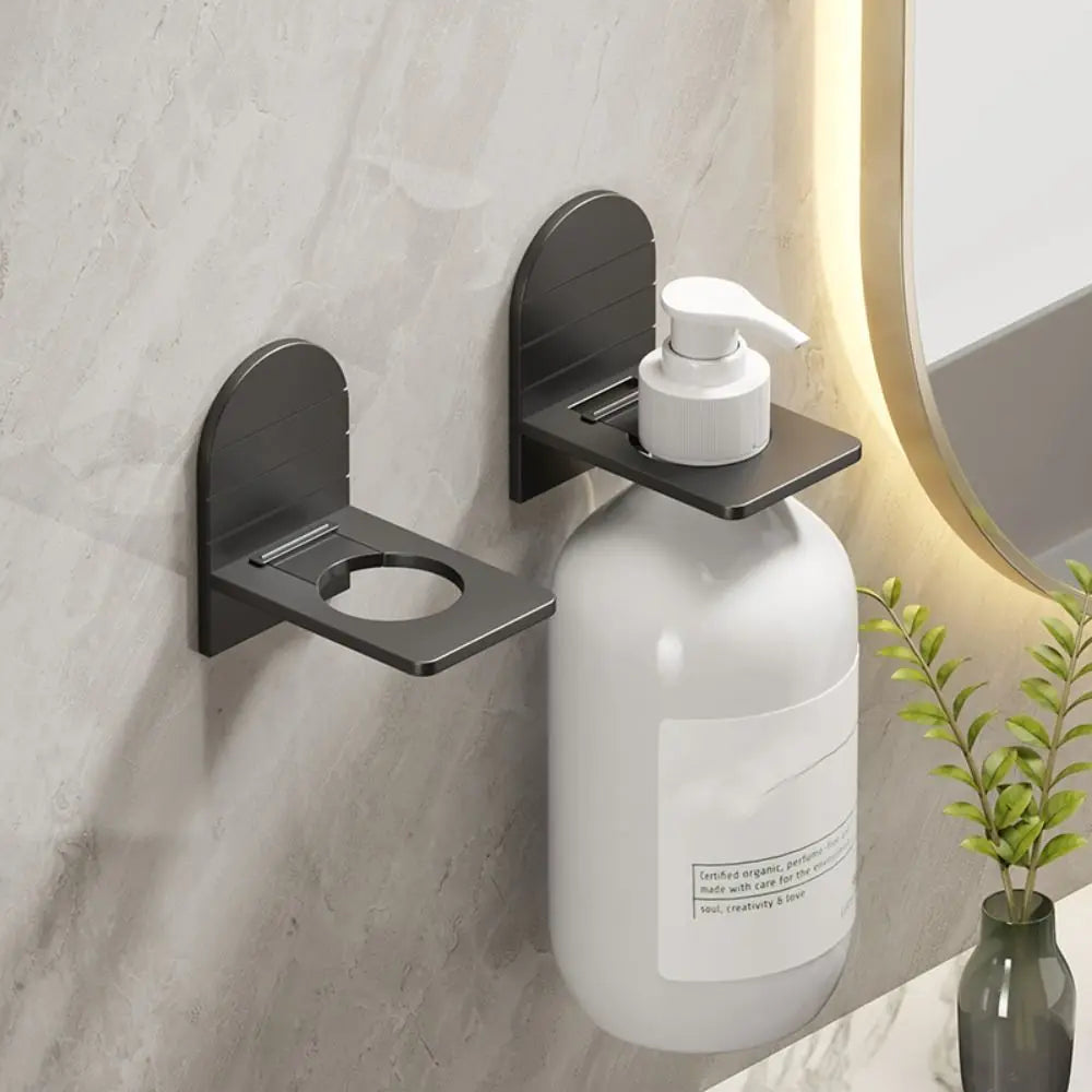 Wall-mounted MC THE BLACK DIAMOND bathroom bottle holder and shelf organizer with hooks for bathroom storage.