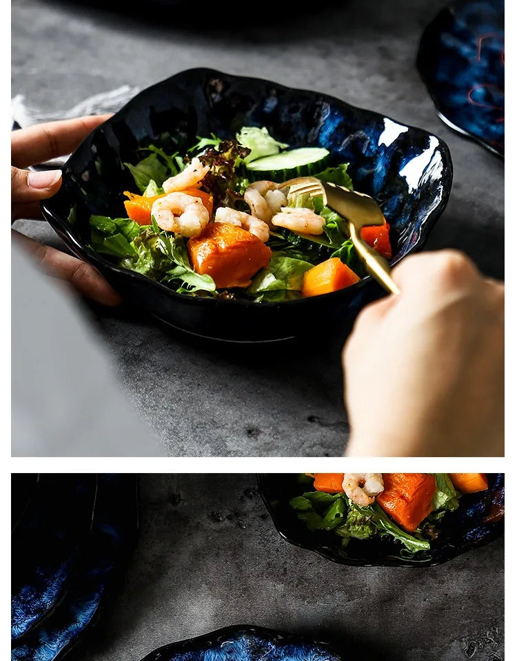 Creative kiln-change ceramic bowl and plate set from 𝕄𝕔 𝕋𝕙𝕖 𝔹𝕝𝕒𝕔𝕜 𝔻𝕚𝕒𝕞𝕠�