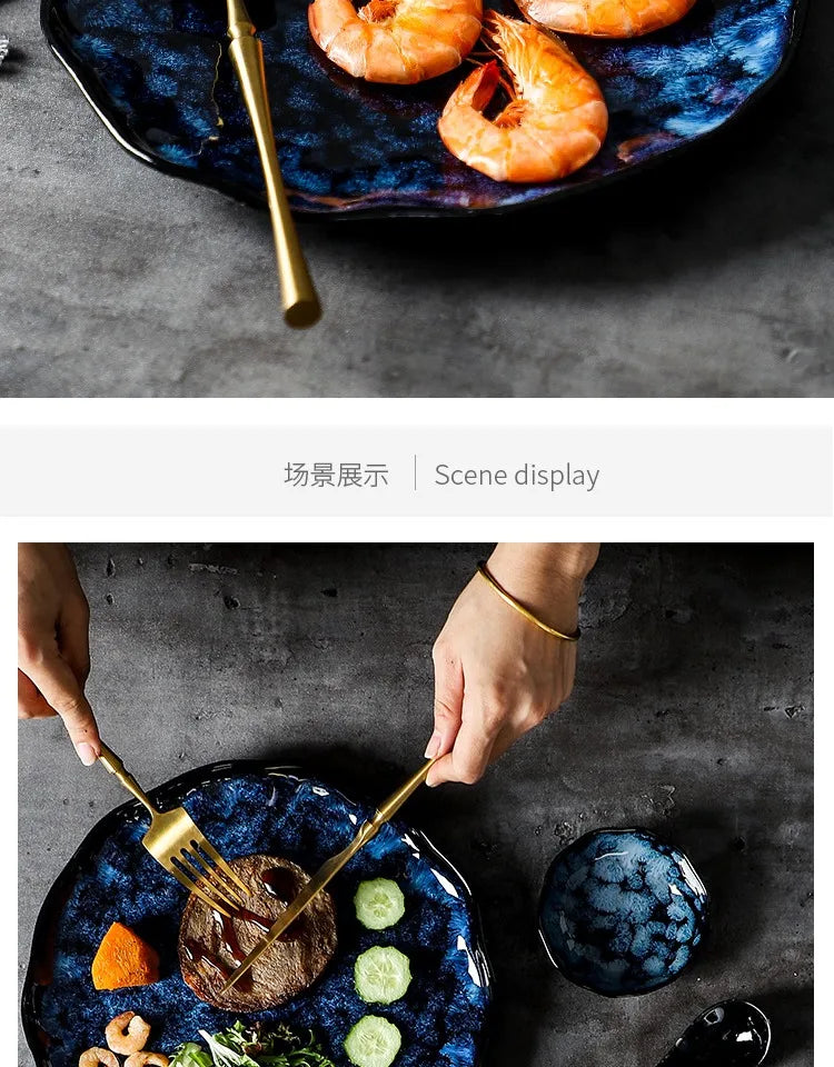 Creative kiln-change ceramic bowl and plate set by 𝕄𝕔 𝕏𝕙𝕖 𝔹𝕝𝕒𝕔𝕜 𝔻𝕚𝕒𝕞𝕠�
