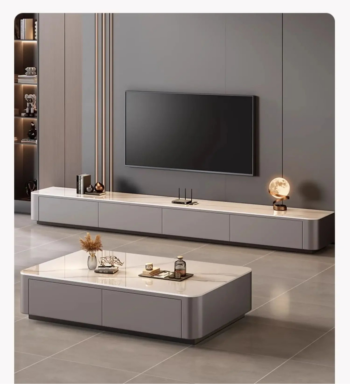 Luxury TV stand by MC THE BLACK DIAMOND, elegant home decor piece with sleek design and modern finish.
