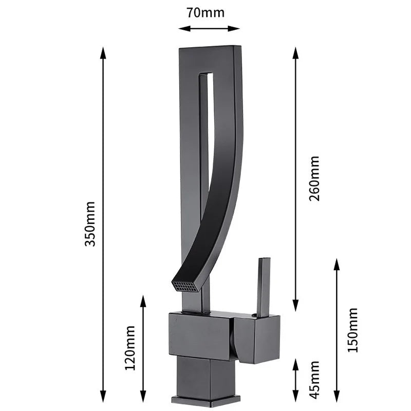 Elegant MC THE BLACK DIAMOND brass bathroom square basin faucet mounted on a modern white sink.