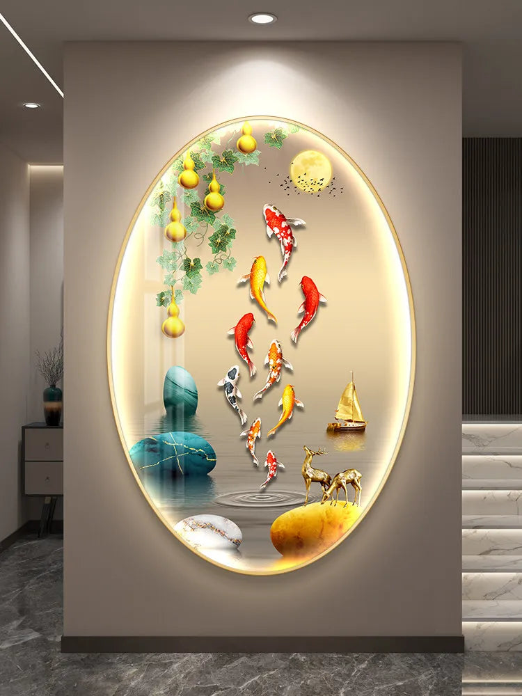 Aesthetic LED wall decor painting poster by MC THE BLACK DIAMOND, featuring luminous art for high-end living room or corridor decor.