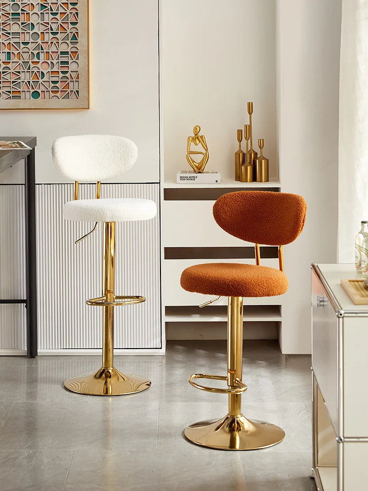 Adjustable MC THE BLACK DIAMOND Nordic high foot stool chair with modern design and wooden finish.