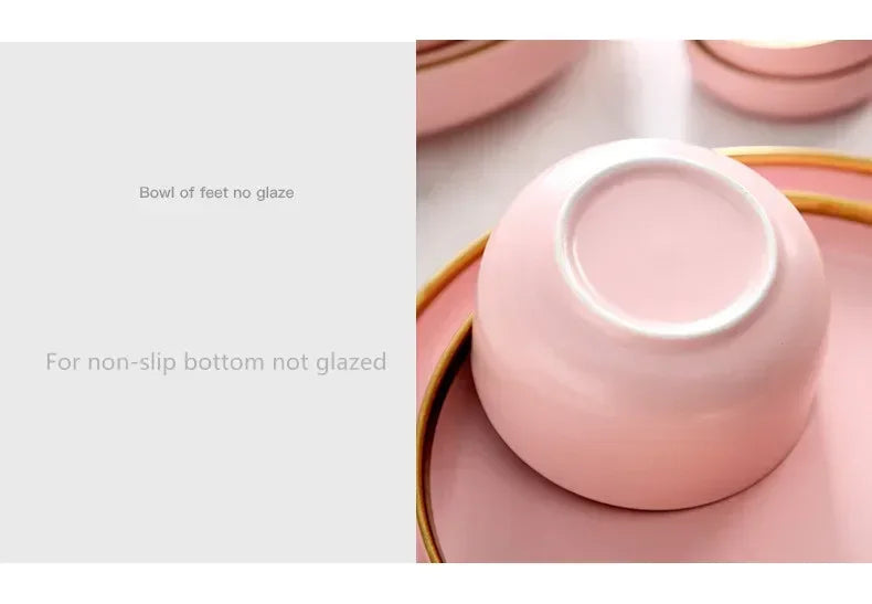 Set of MC THE BLACK DIAMOND ceramic dinnerware tableware dinner sets with plates and bowls arranged on a kitchen table.