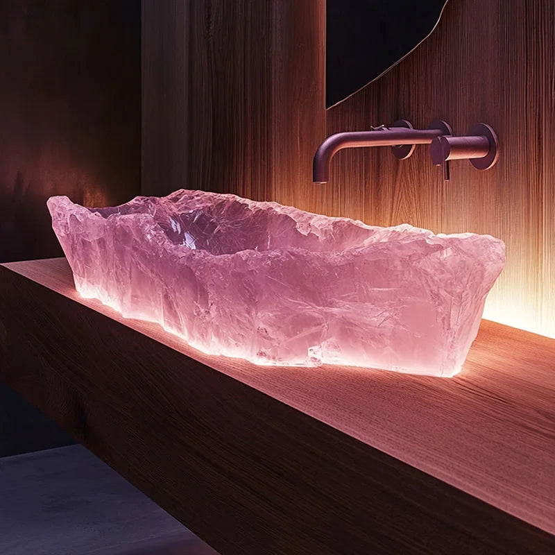 MC THE BLACK DIAMOND crystal stone wash basin vessel sink for office or bathroom, custom model with elegant design and smooth finish