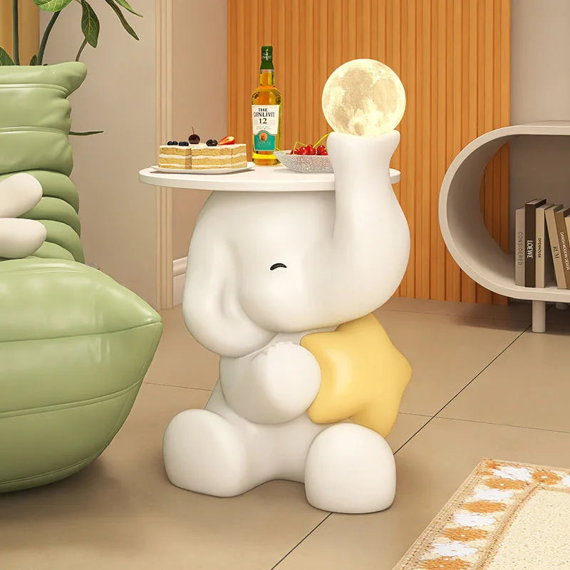 Creative MC THE BLACK DIAMOND elephant statue side table for living room, featuring a decorative end table with an elephant design.