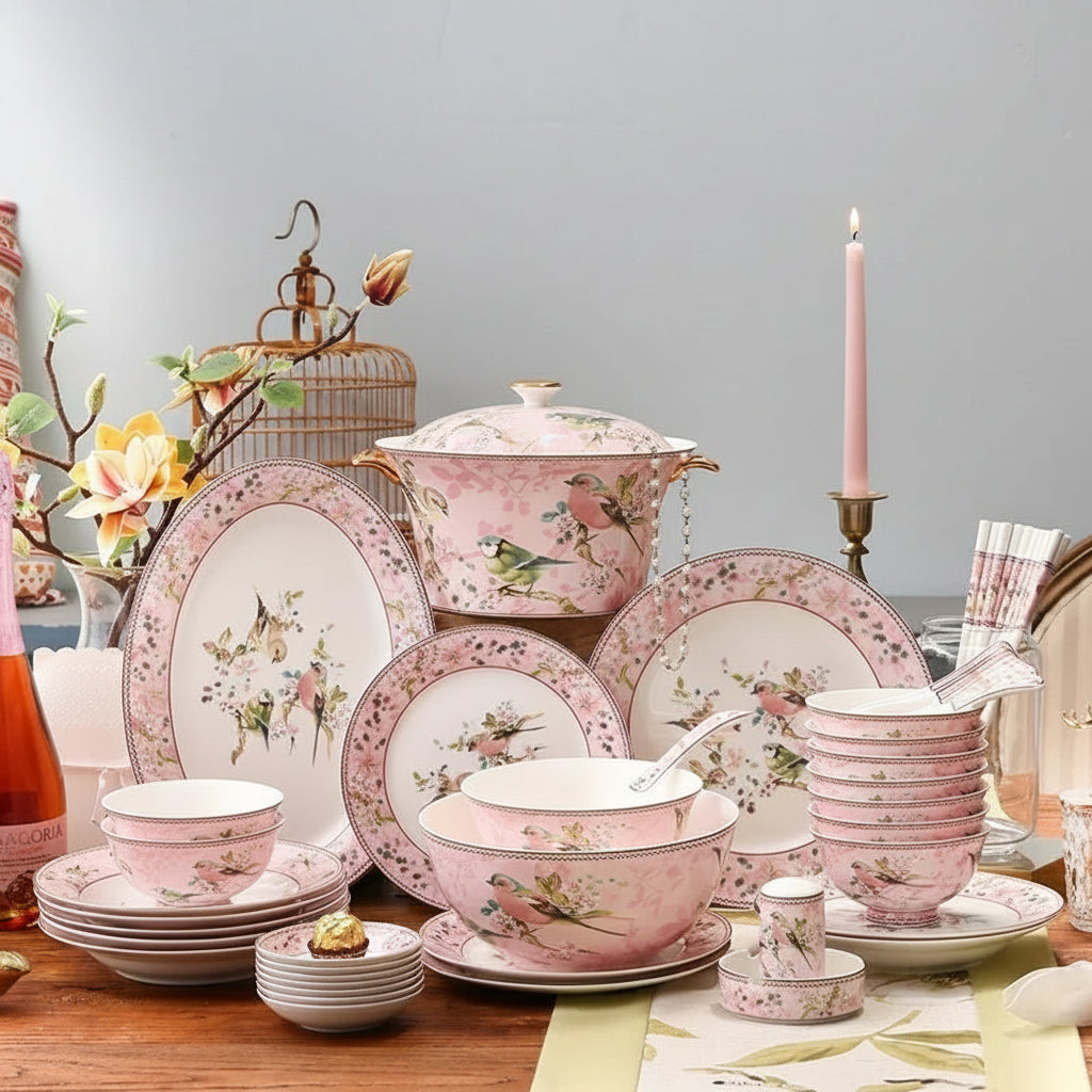Luxury MC THE BLACK DIAMOND family size dinnerware set with plates, bowls, and cups for elegant dining.