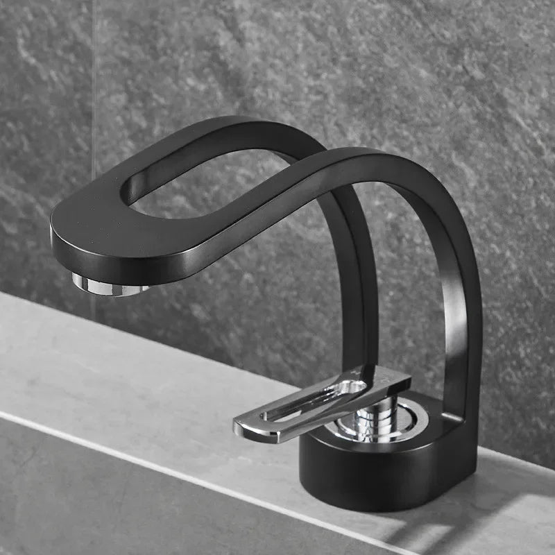 MC THE BLACK DIAMOND single-handle bathroom basin faucet for bath sinks, sleek modern design with chrome finish.