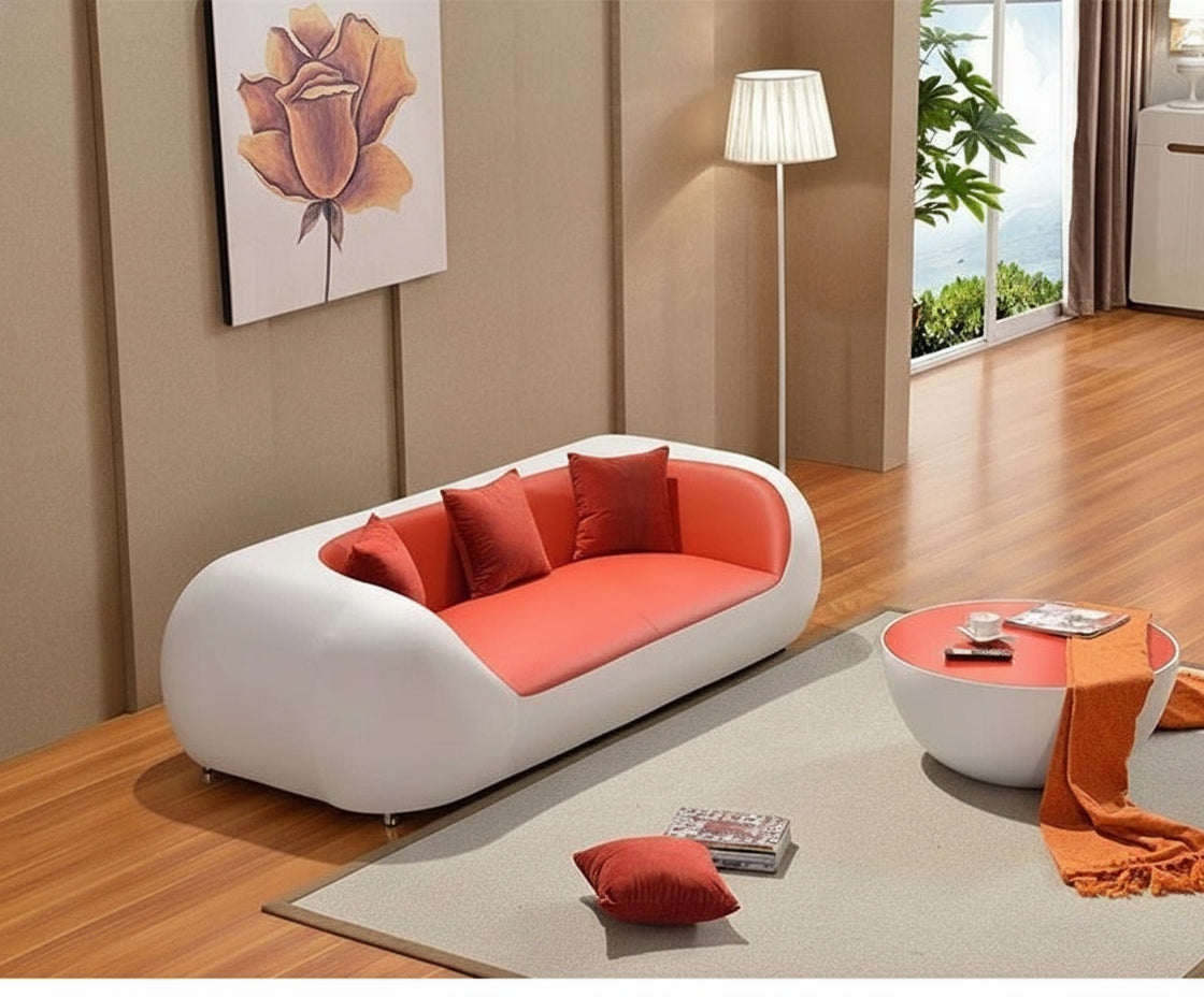 Elegant top-grade cow leather sofa by MC THE BLACK DIAMOND, designed for stylish, creative living room furniture.