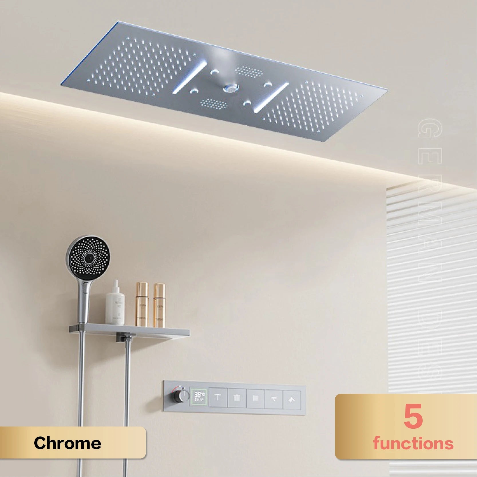 Luxury brass gunmetal LED display thermostatic shower and bathtub faucet by MC THE BLACK DIAMOND, showing sleek design and LED controls