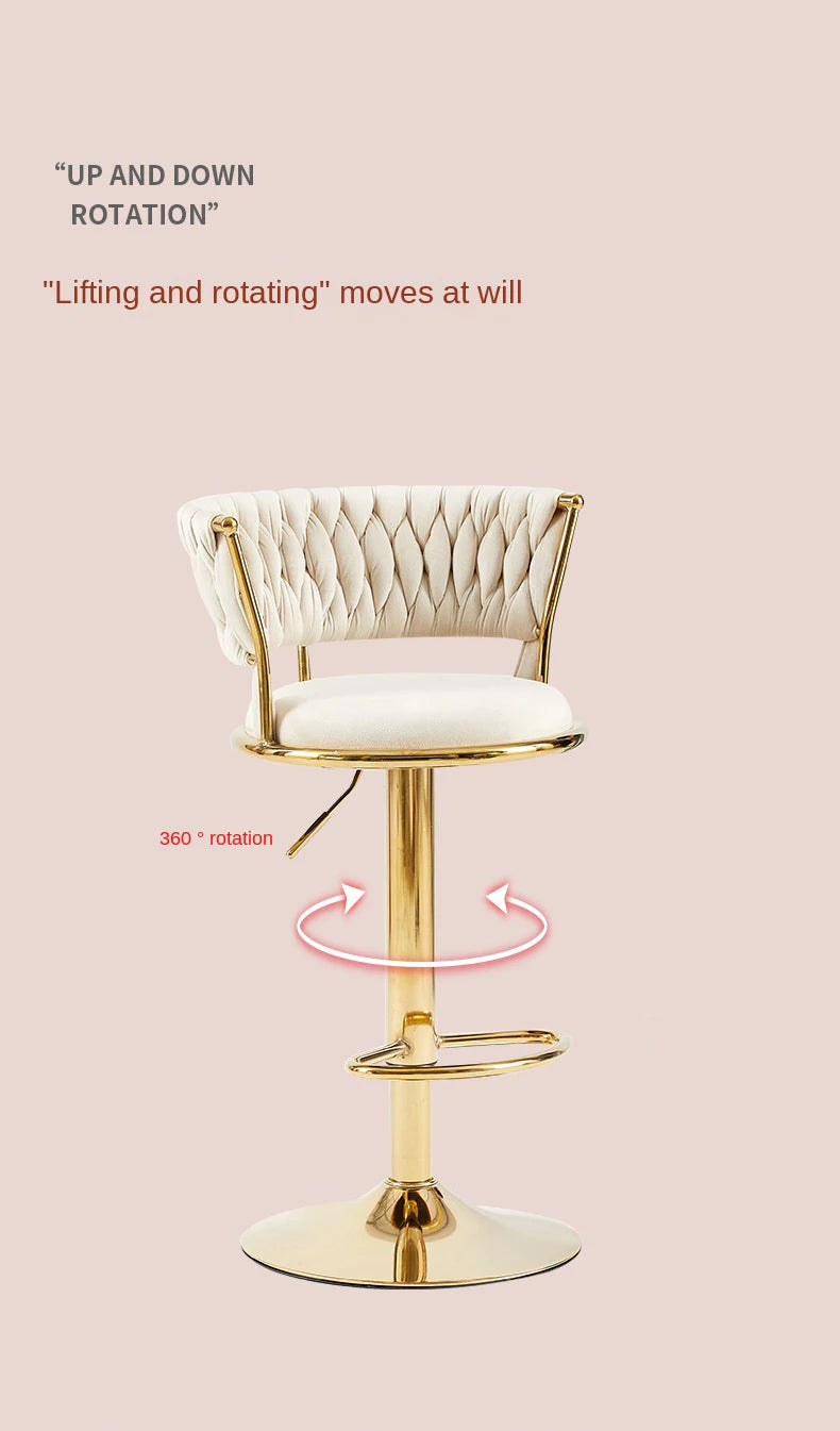 Adjustable MC THE BLACK DIAMOND Nordic bar stool with high footrest, modern design, suitable for kitchen or bar area.