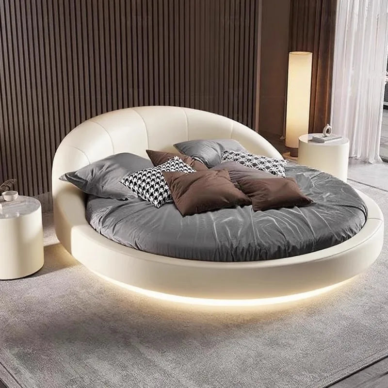 Elegant luxury bed by MC THE BLACK DIAMOND featuring a unique design with plush upholstery and stylish headboard.
