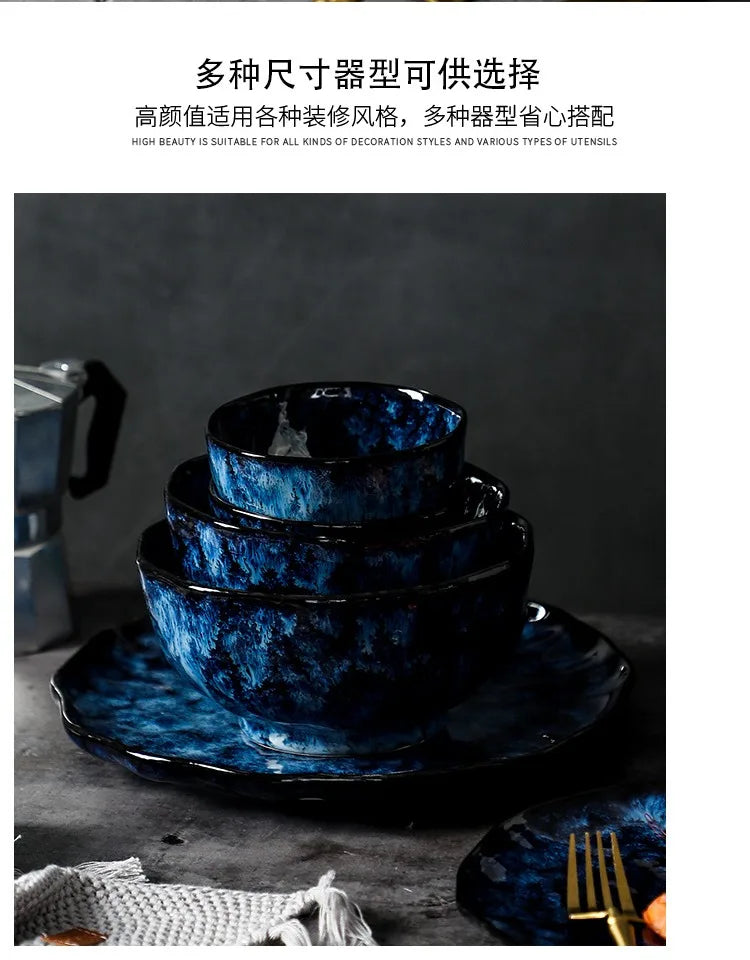 Creative kiln-change ceramic bowl and plate set by 𝕄𝕔 𝕋𝕙𝕖 𝔹𝕝𝕒𝕔𝕜 𝔻𝕚𝕒𝕞𝕠�