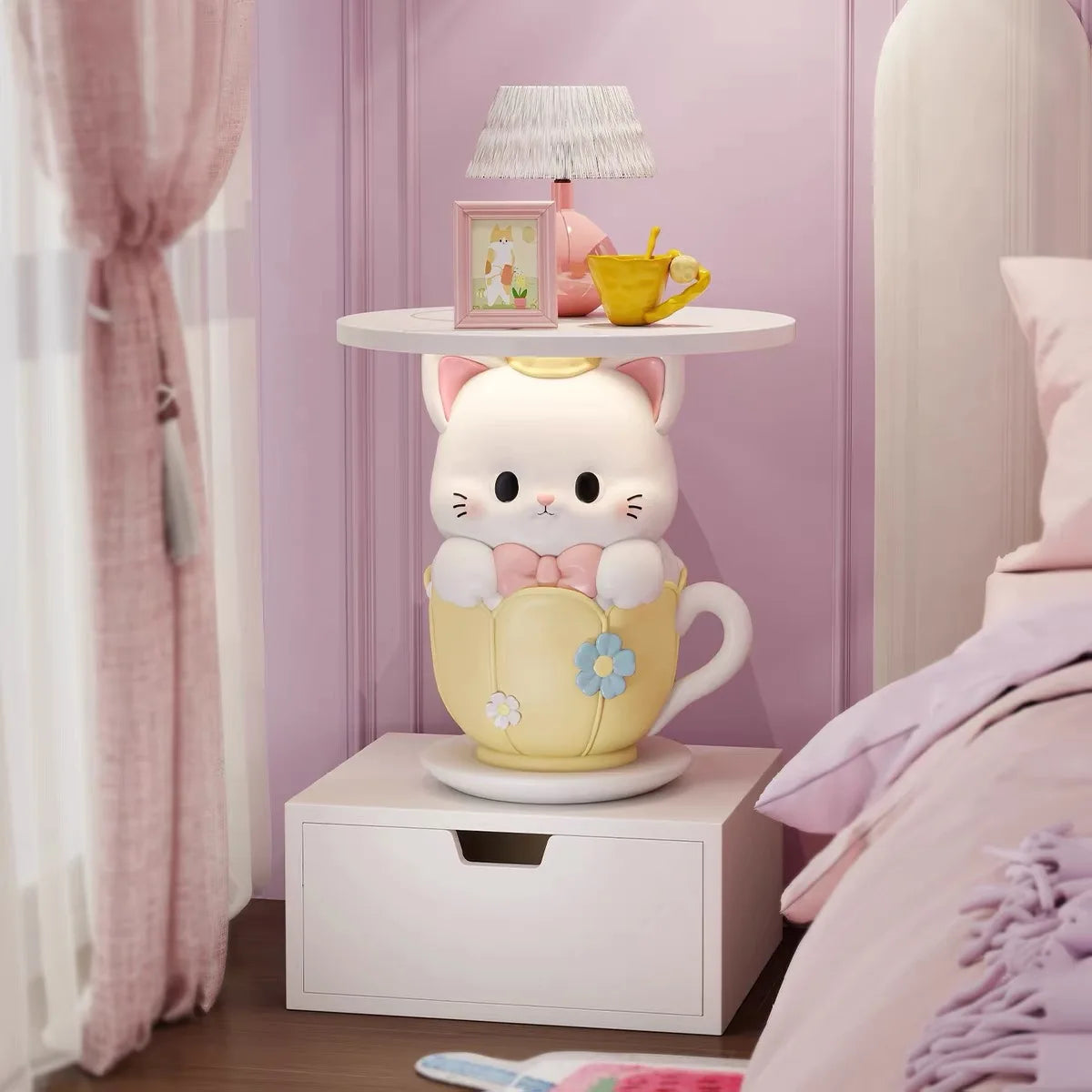 Kawaii MC THE BLACK DIAMOND coffee table with a cute, decorative end table design featuring playful, colorful accents.