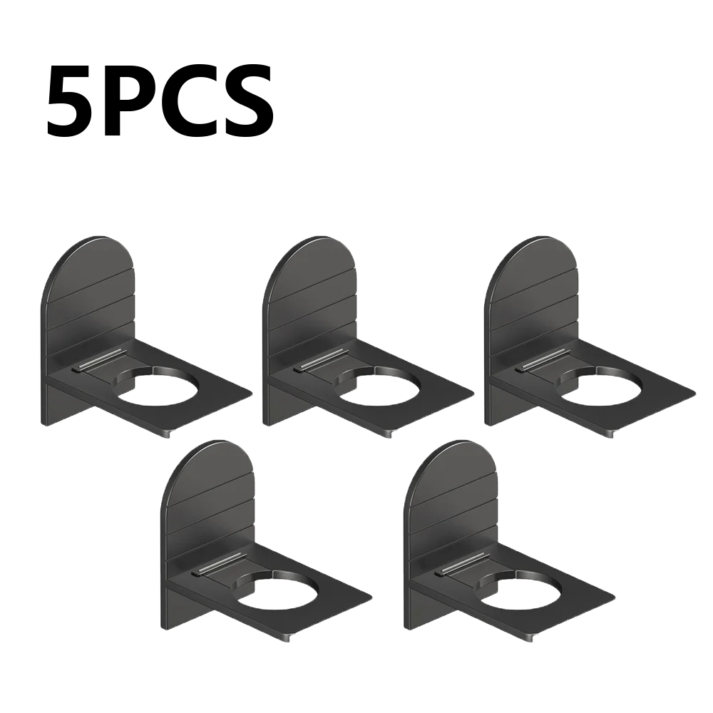 Wall-mounted bathroom bottle holder and shelf organizer by MC THE BLACK DIAMOND with hooks and caddies for shower storage.