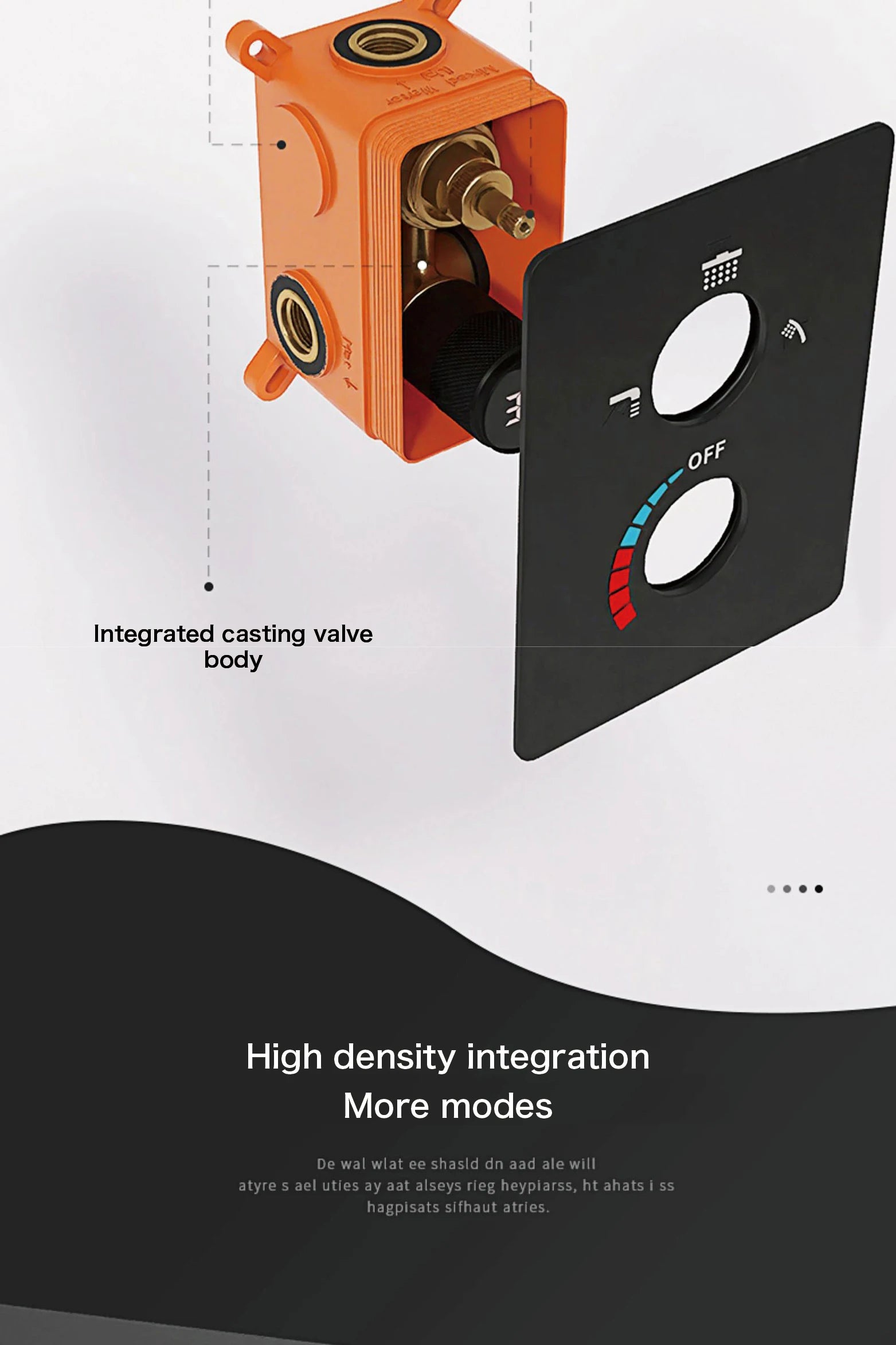 MC THE BLACK DIAMOND LED digital shower system with dual control for hot and cold water, featuring a simple bathroom tap display.