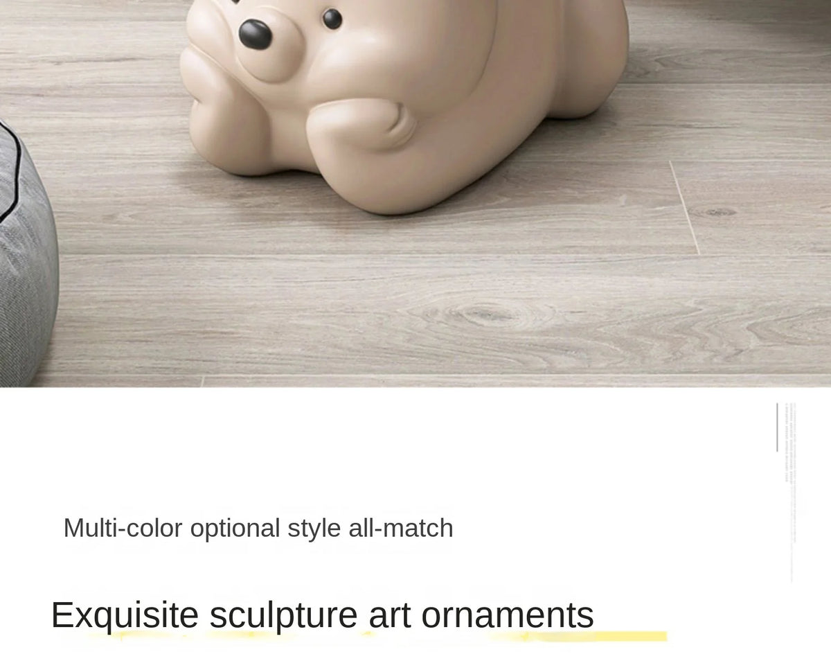 Cream bear end table by MC THE BLACK DIAMOND, living room floor ornament with a playful bear design and functional surface.